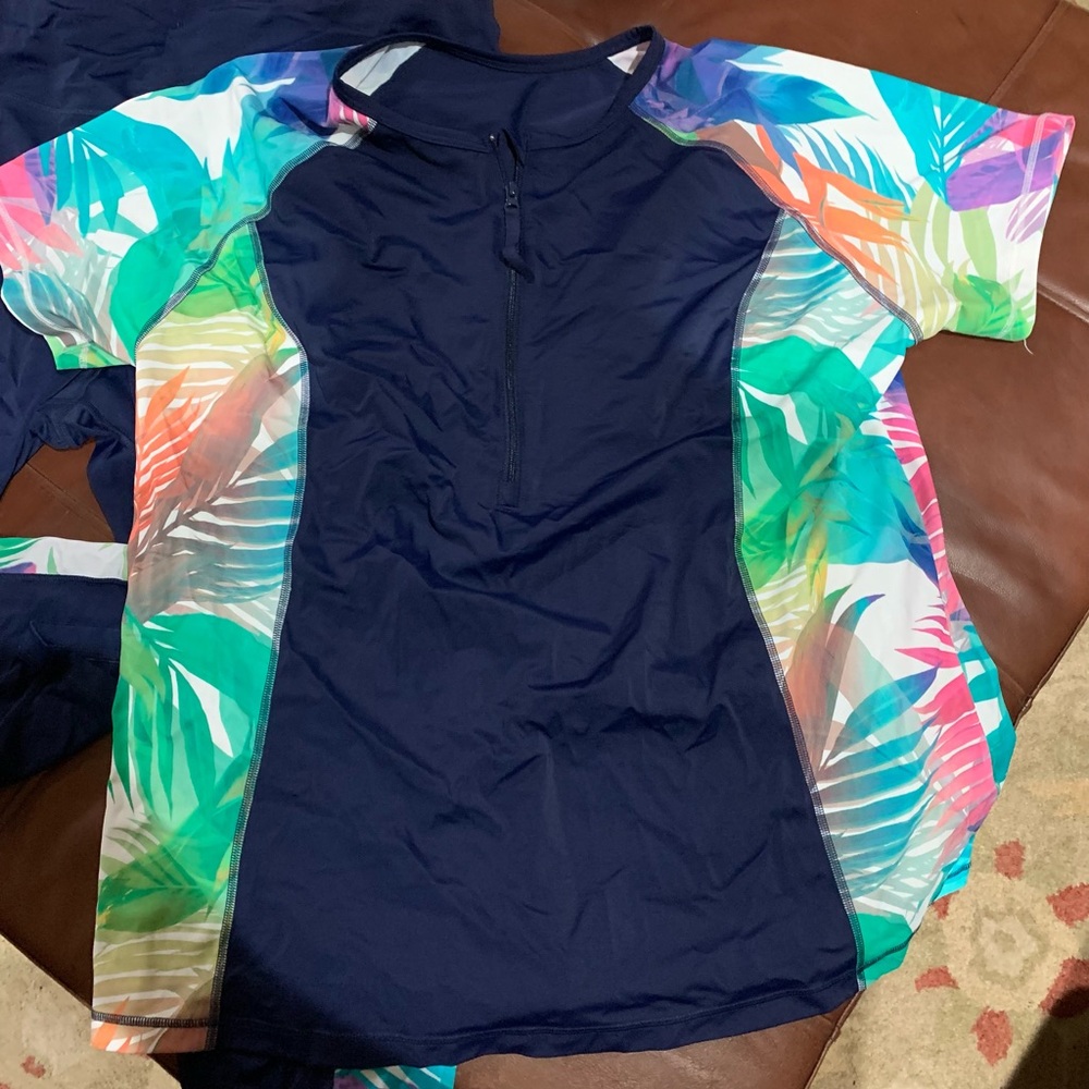 Cacique Navy Swimwear Top and Capri bottom
